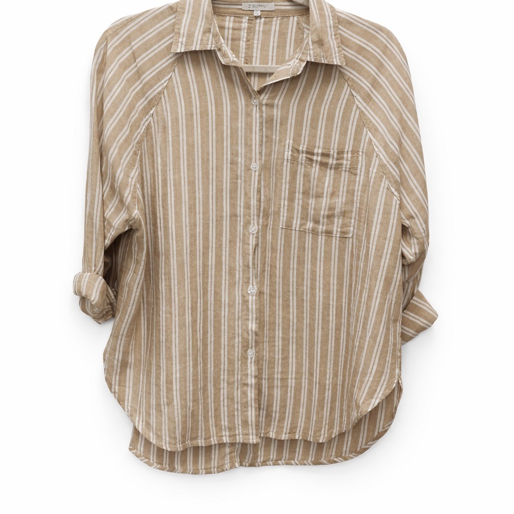Z Supply Tan Striped Button Down Shirt